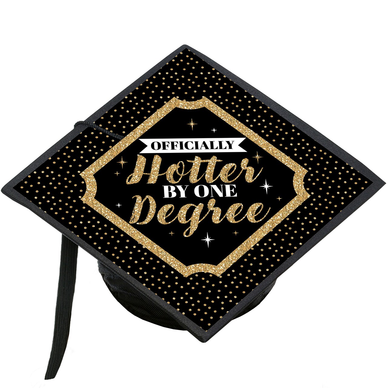 Big Dot of Happiness Officially Hotter By One Degree - College Graduation Cap Decorations Kit - Grad Cap Cover